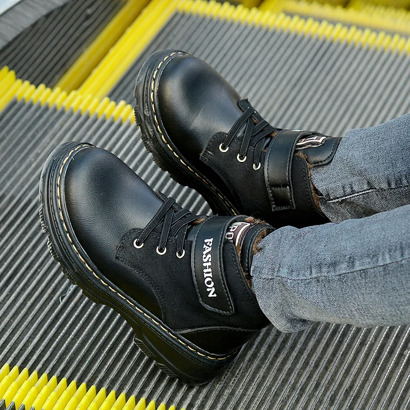 New Trend Baby Boy Martin Boots Casual Children Shoes Brown Kids Boy Winter Boots Fashion Big Boys Leather Boots for Children