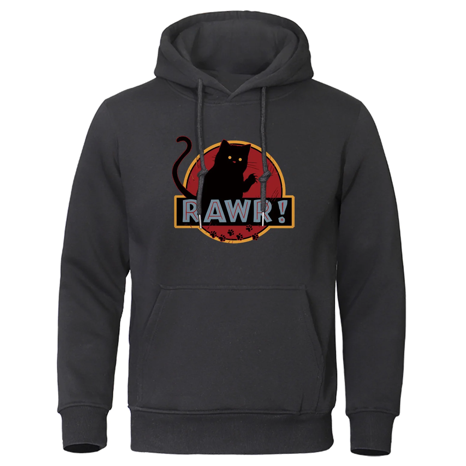 Толстовки Rawr cat, мужские топы с забавными монстрами, высококачественные мужские толстовки с капюшоном,, осенне-зимний брендовый Мужской пуловер, уличная одежда