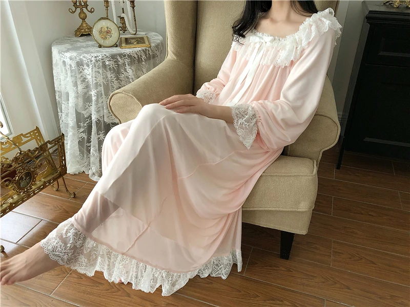 Ночная рубашка, женская зимняя одежда для сна, милое Фланелевое платье принцессы в стиле ретро, женская ночная рубашка