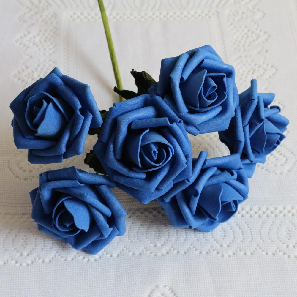 72 королевские синие цветы, искусственные розы, объемные цветы для свадебного украшения, свадебный букет, свадебные цветы оптом