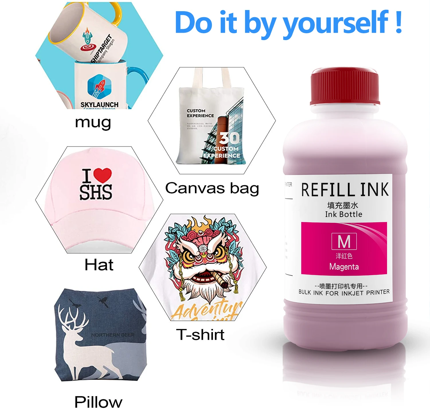 Dye Ink Kit 250ml/Bottle Refill Sublimation Heat Transfer For Epson Printer Mug Cup T-Shirt Mask