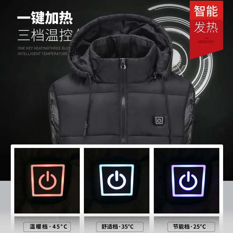 

2019 Winter Style Warm Coat USB Charging Cotton-padded Clothes Smart Heating Heating Waistcoat Hooded Electric