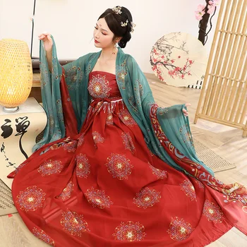 

Hanfu Dress Female Chinese Style Original Tang Dynasty Ancient Traditional Folk Dance Costume Fairy Embroidery Hanfu Suit DL6383