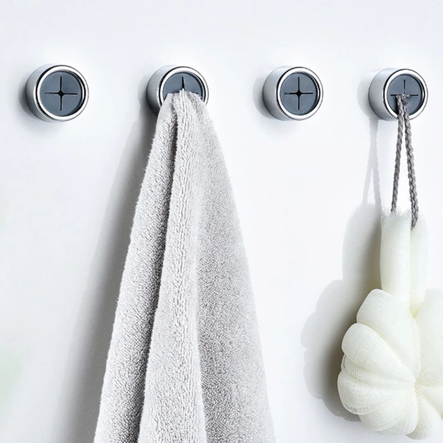 2pcs Bathroom Towel Holder, Round Self Adhesive Push Towel Hooks For  Bathroom, Hand And Dish Towels, No Drilling Required
