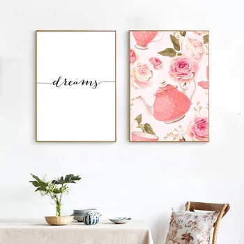 

Nordic Peony Flowers Poster And Prints Peony Wall Art Pink Flower Love Sentence Canvas Painting Girl Bedroom Living Room Picture