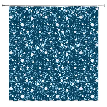 

Navy Blue Shower Curtain Decor Bubble Round Dot Bathroom Curtain Polyester Fabric Machine Washable with Hooks 70x70 Inches