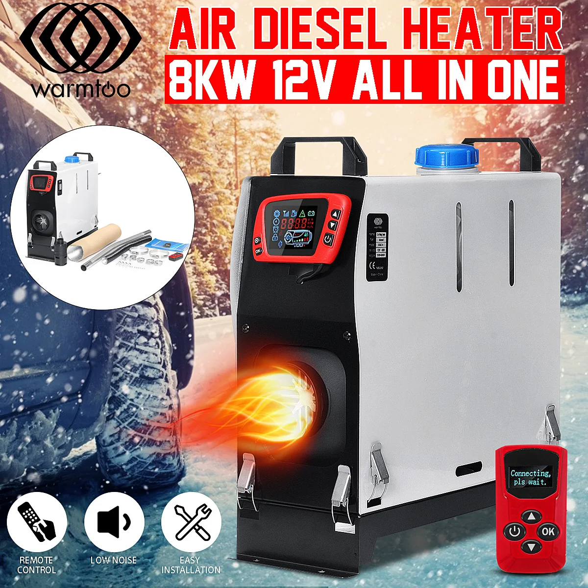 All-in-One Unit Diesel Air Heater 12V 8KW LCD Display Switch Portable Car Heater For Truck Motorhom