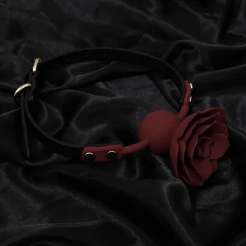 Silicone Breathable Rose Ball Gag Bondage Flower Open Mouth Gags Oral Fixation Adult Sex Toys Tools For Couples Adult BDSM Game 4
