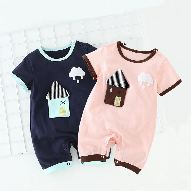 

Hot Selling Infants Onesie Newborns Pure Cotton Romper Set Summer Short-sleeved Female Baby Clothes Cute Crawling Clothes