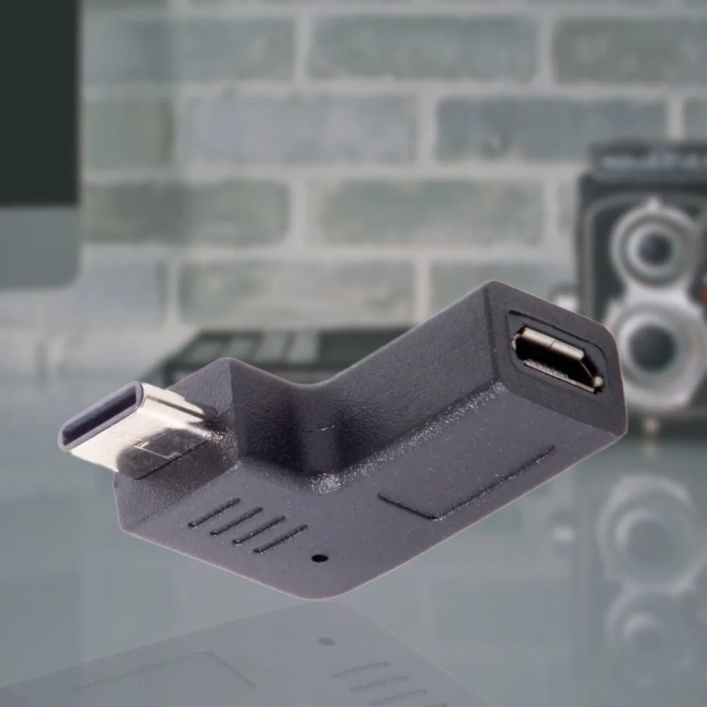 USB-C type-C штекер Micro USB Женский адаптер для передачи данных 90 градусов угловой тип черный тонкий и портативный дизайн