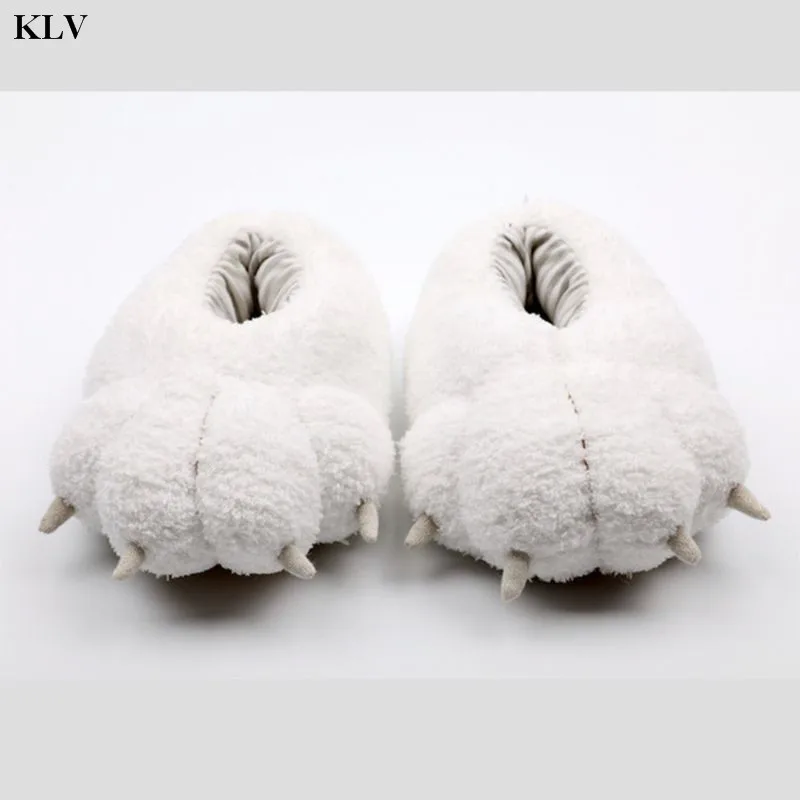Bonito dos Desenhos Brinquedo de Pelúcia Criança Crianças Inverno Recheado Fuzzy Casa Chinelos Animados Urso Polar Pata Forma Cosplay Animal Piso Sapatos 7 chinelos bonito dos desenhos animados urso polar