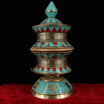 

wedding decoration Nepalese pure copper hand-made filigree inlaid gemstone rotor Buddhist instruments Faqi Phurba Vajra