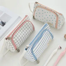 

Cartoon Little Monster Pencil Case For Office Large Capacity Canvas Pencil Bag Escolar Kawaii Stationery School Supplies