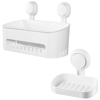 

Bathroom Shower Caddy & Soap Holder, Powerful Kitchen Wall Storage Organizer, for Gel, Conditioner & Hand Soap
