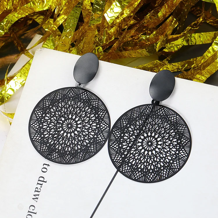 

Black Earrings Bohemian Openwork Pattern Earrings For Women Big Statement Earrings Bridal Party Jewelry