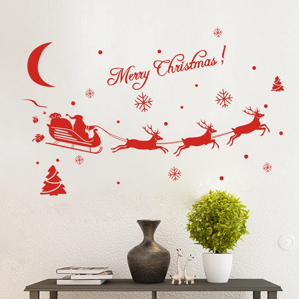 DIY Merry Рождество наклейки на стену, Окно Стекло Праздничные наклейки Санта фрески Новогодние рождественские украшения для домашнего декора 99