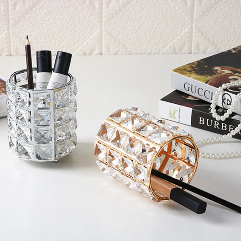 Storage-Box Table-Organizer Crystal-Holder Make-Up-Brush Cosmetic Home-Decor Metal Rack