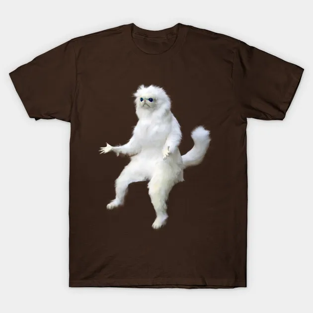 Men t shirt White Persian Cat Meme 