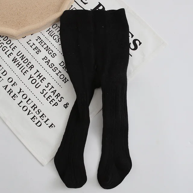 Cute Bowknot Tights for Girls Knitted Cotton Winter Girls Tights High Waist Children Pantyhose Baby Girl Toddler Tights 0-8 Yrs 18 Black