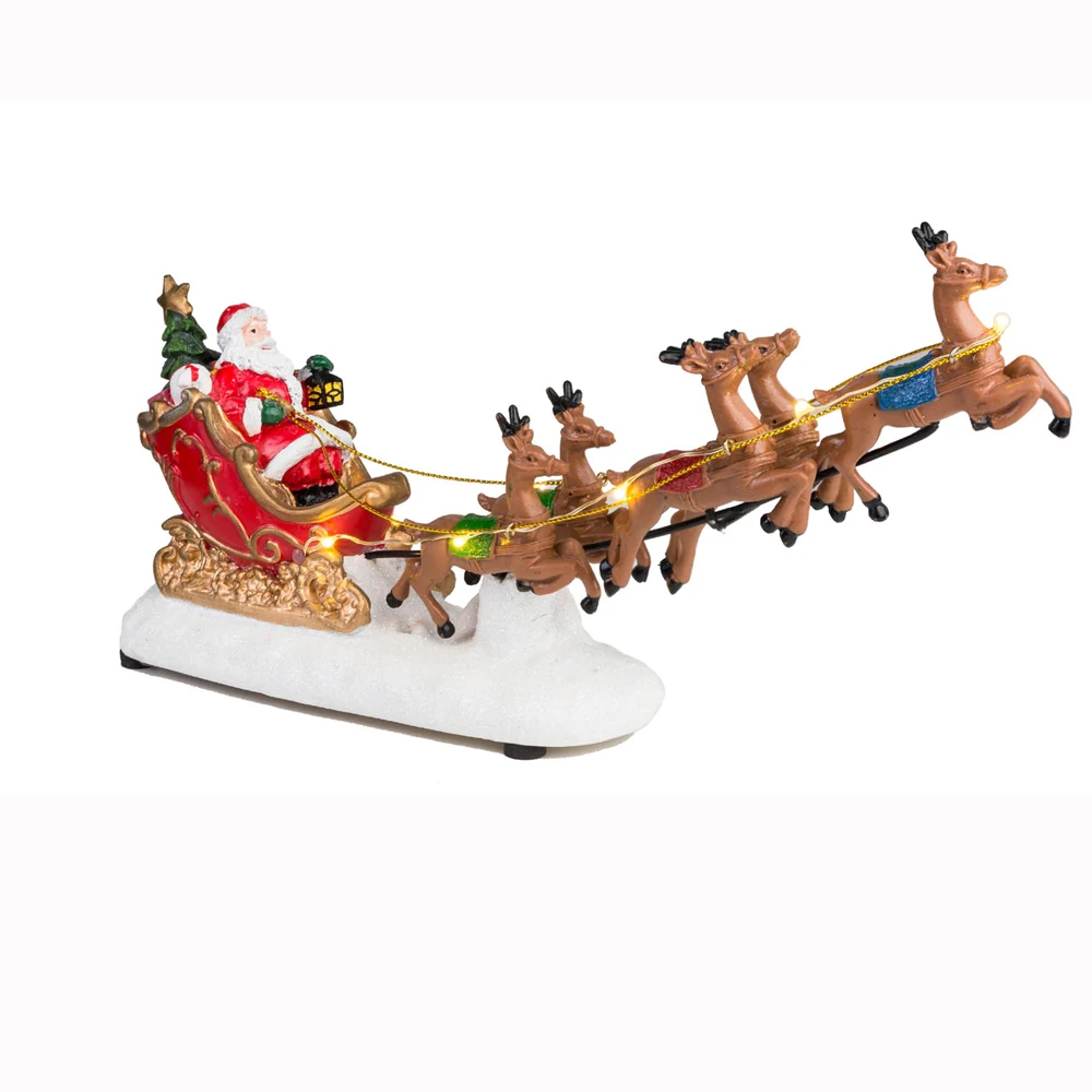 Santa's Sleigh and Reindeer Assortment Christmas Decoration Accessories Musical LED Light Holiday Collection Figurine