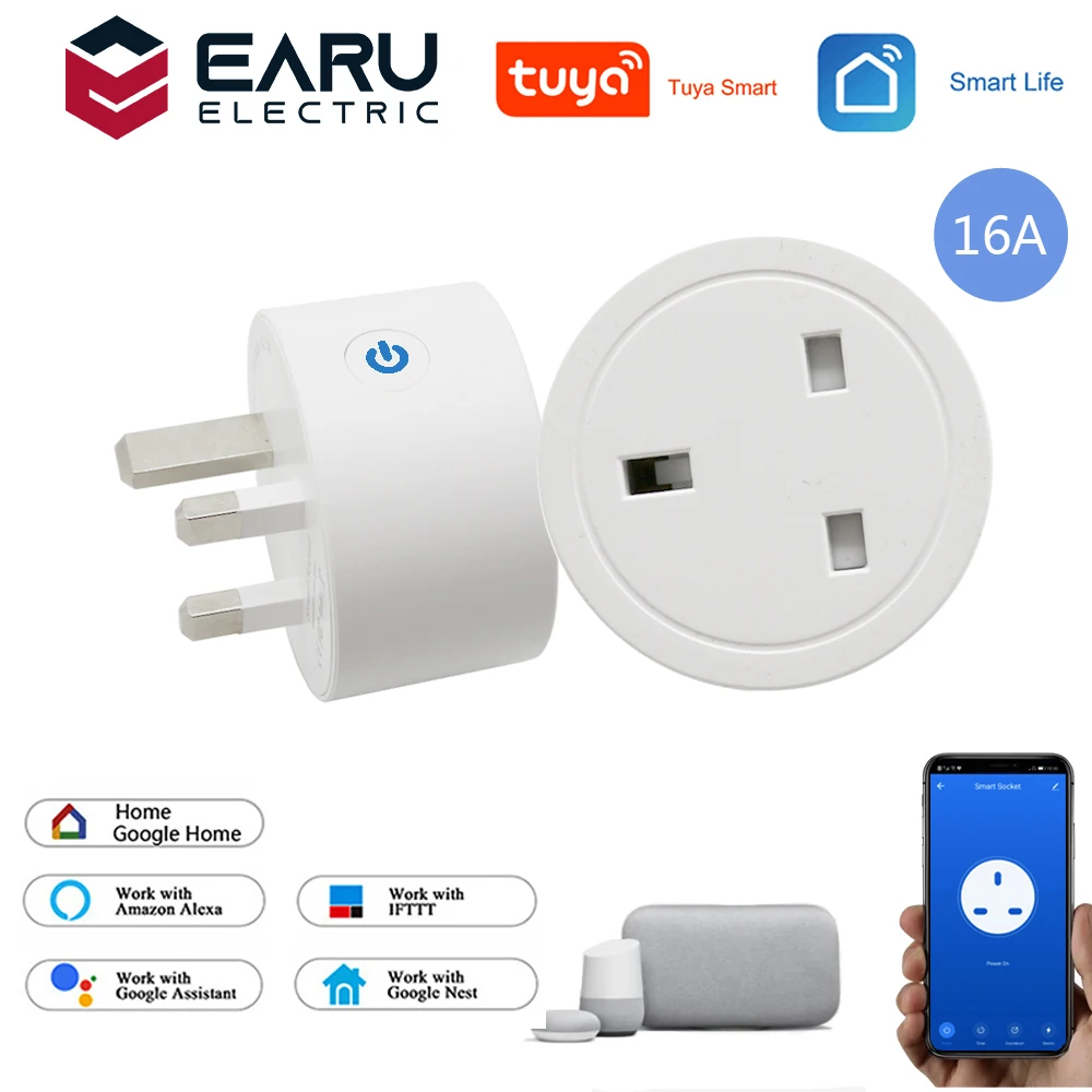 16A UK Smart Wifi Power Plug Energy Monitor Timer Smart Home House Wifi  Wireless Socket Outlet for Alexa Google Home by Tuya App - AliExpress