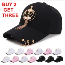 Новинка, Мужская и Женская бейсбольная кепка с золотым кольцом, Спортивная Кепка с перламутровым козырьком, Кепка в стиле хип-хоп с кисточками