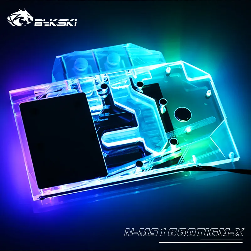 Bykski полный охват RGB/A-RGB GPU водный блок для VGA MSI GeForce GTX 1660 Ti Gaming X 6 GB видеокарта N-MS1660TIGM-X