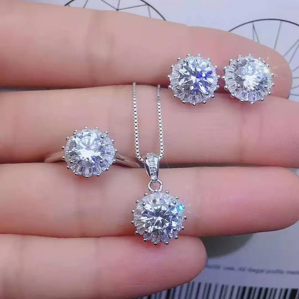 1 carats set Mossan алмаз S925 восемь сердца восемь стрел резки изысканный элегантный кольцо кулон набор - Цвет камня: 1 carats set