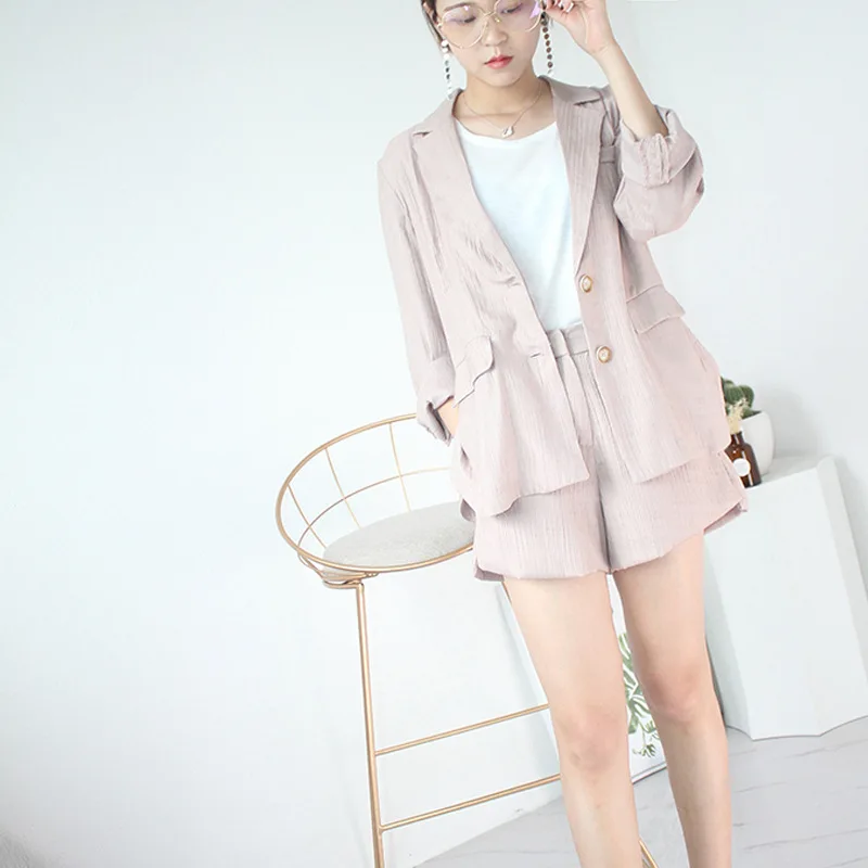 

T2388 2017 Summer Wear New Style Thin Suit Jacket Shorts Two-Piece Set Sun-resistant Clothes Elegant WOMEN'S Dress