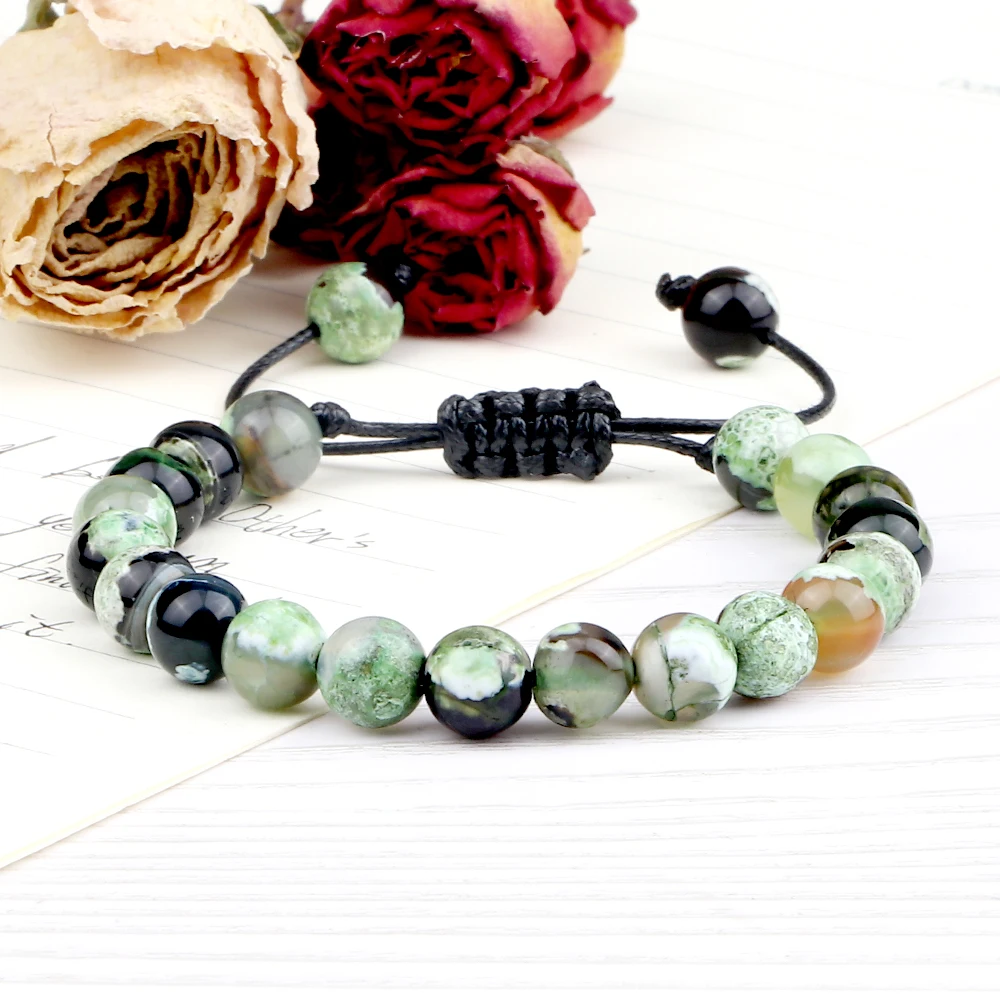 8mm Men Women Fire Agates Onyx Beads Bracelet Bangles Healing Natural Stone Chakra Prayer Charm Buddha Adjustable Jewelry Gifts Stone Bead Bracelet Natural Stone Bracelet Beaded Bracelet