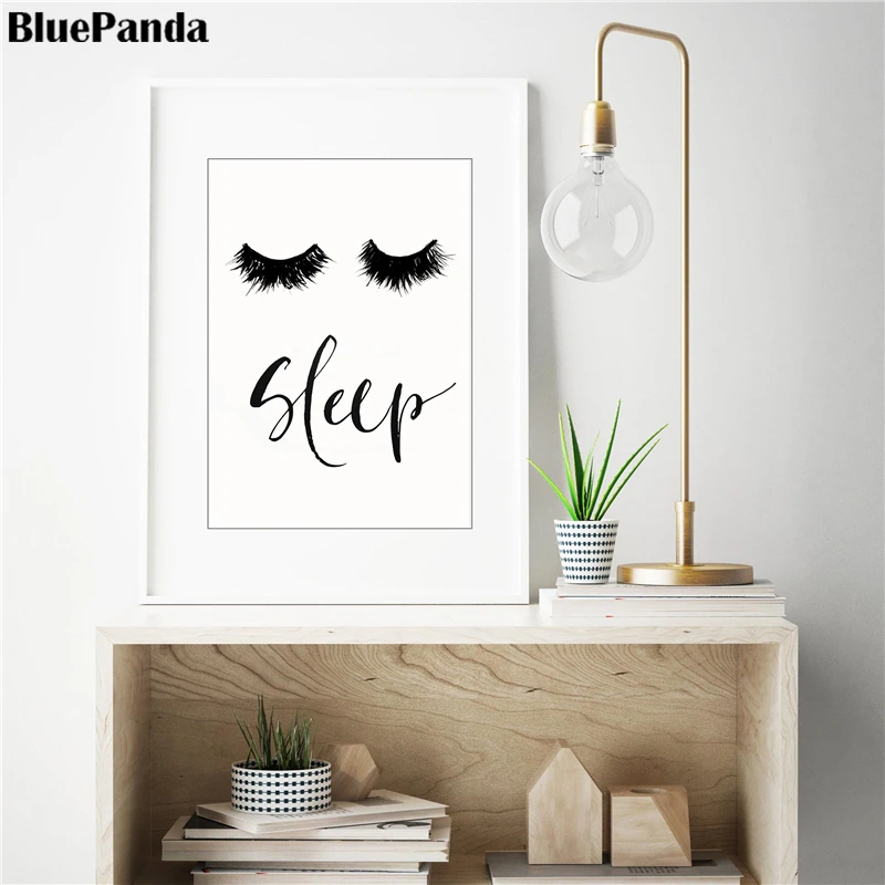 

Thick Eyelash Sleep Letter Nordic Print Oil Minimalist Canvas Painting Decoration Picture Wall Art Poster Home Decor