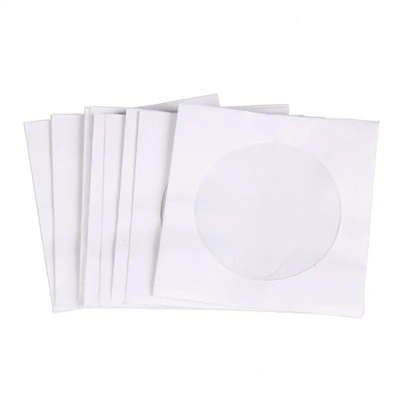 Mini 95pcs 8.5cm x 8.5cm Protective White Paper CD DVD Disc Storage Bag Envelopes Flap Dustproof Anti Scratch CD DVD Protect Bag