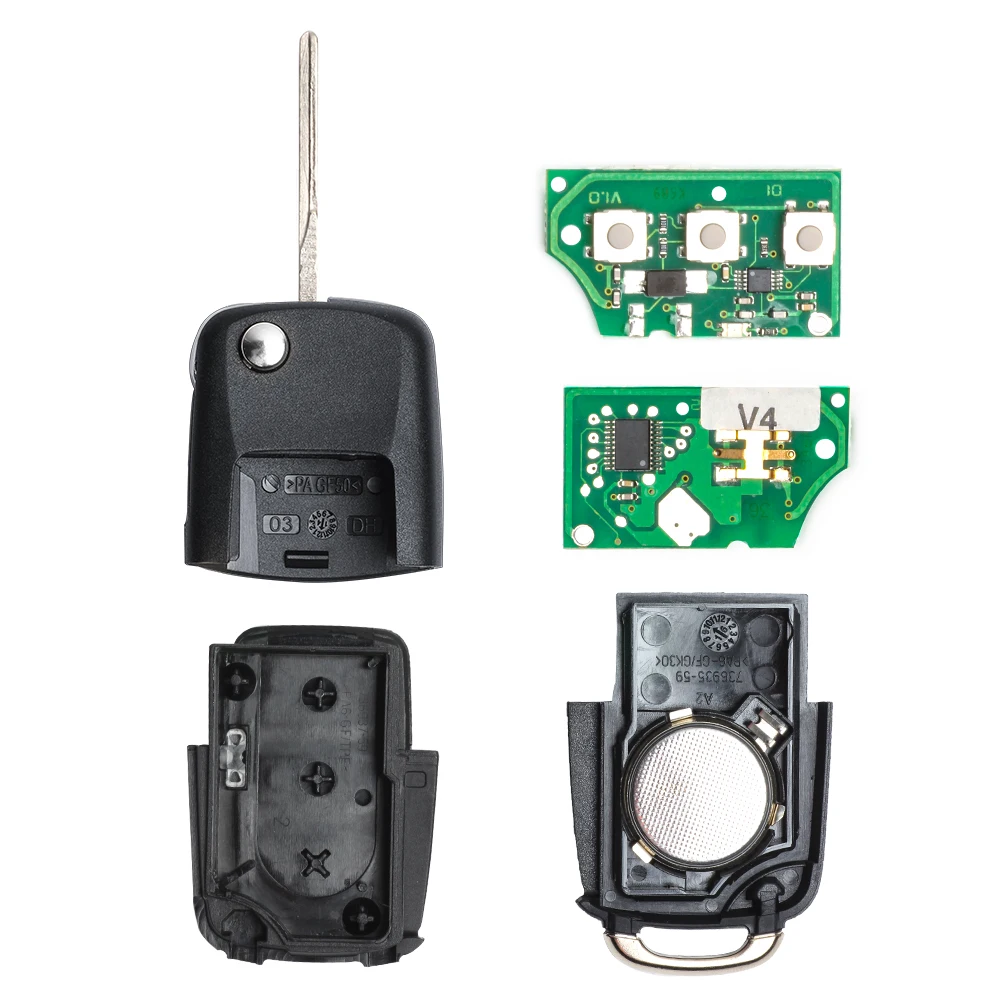 Car Remote Key DIYKEY P/N: 5FA 007 680 Upgraded 433MHz Flip Remote Key ID48 Chip for VW Toledo Leon Lbiza Cordoba Arosa Alhambra 5FA007680