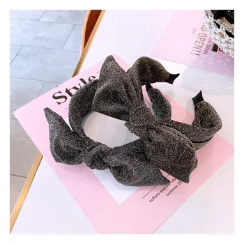 

DUOJIAOYAN Creative New Women Headband Bright Silk Bow Hair Band Retro Drill Bar Hair Accessories Bling Bling Girls Hair Hoop