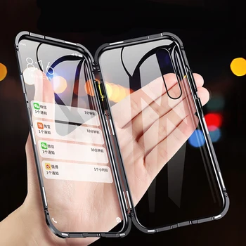 

magnet Bumper Glass Case For Samsung Galaxy A70S A70 A60 A50S A50 Metal Magnetic Cover Front and Back Glass Case Phone Shell