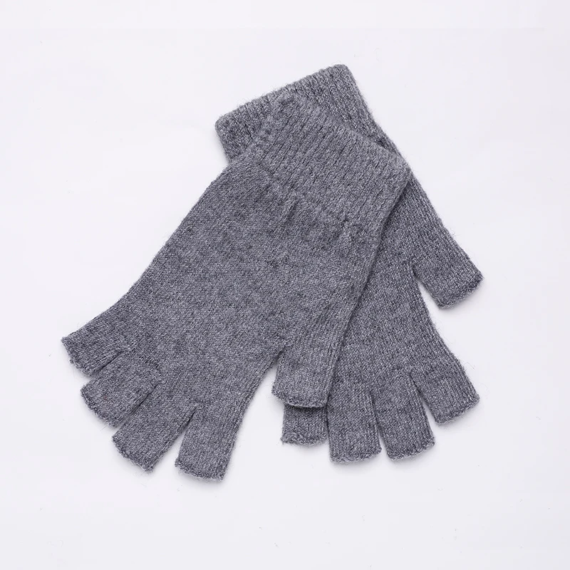 4Middle Gray Sparsil мужские и женские кашемировые перчатки с половинными пальцами короткие шерстяные вязаные митенки зимняя теплая шапка унисекс шерстяные эластичные перчатки без пальцев - Цвет: 4Middle Gray