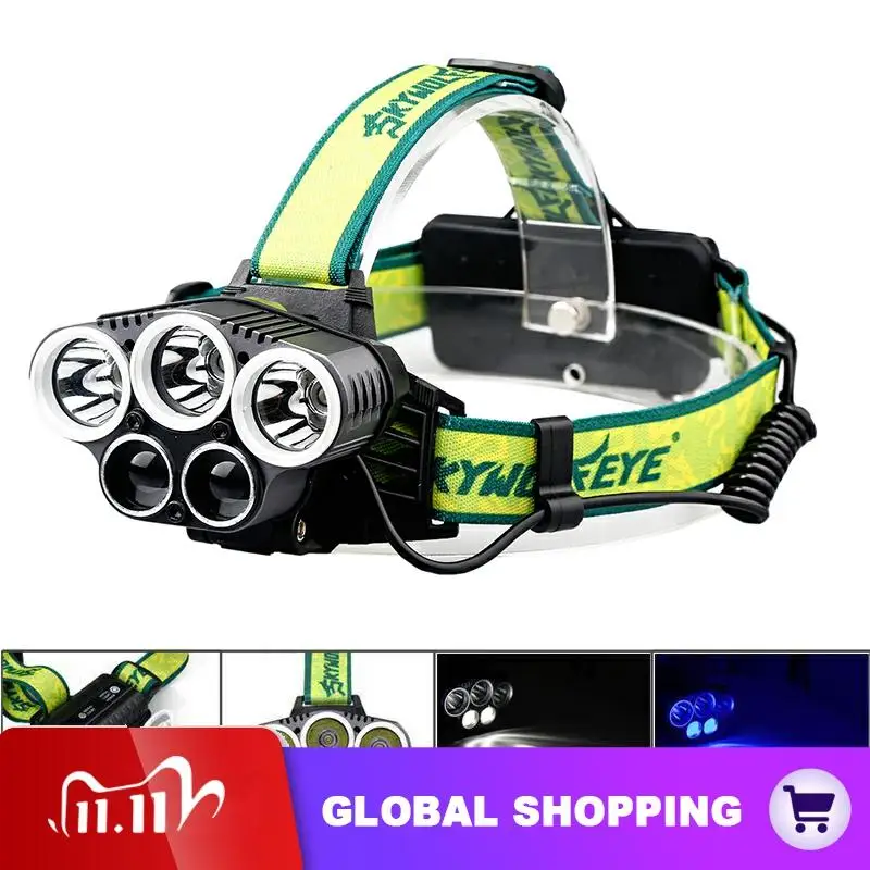

SKYWOLFEYE F526 Headlamp 1500Lm 3x T6 + 2x XPE 3 LED Rechargeable Headlight Torch