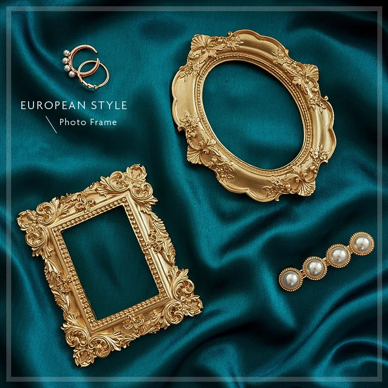 Golden Retro Photo Frame Nail Art Jewelry Decoration Home Photography Background Shooting Props | Дом и сад