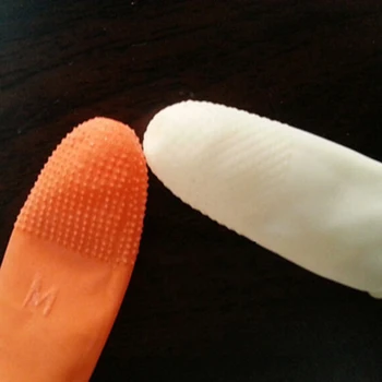 

100PCS Nail Art Latex Rubber Finger Cots Protector Gloves For Women Girls Accessories Dust Free White Orange Nails Tools