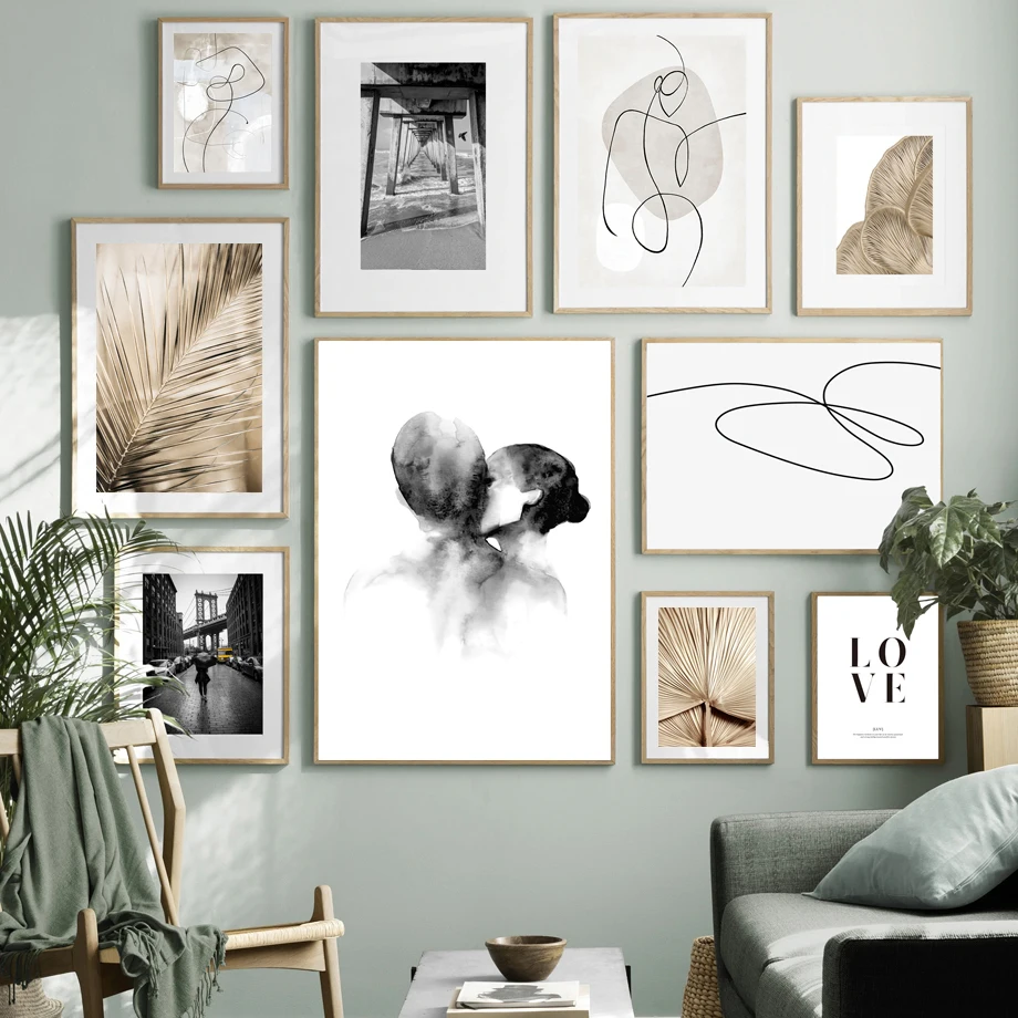 Nordic-Vintage-Poster-Banana-Leaf-Plant-Kiss-Abstract-line-Wall-Art-Print-Canvas-Painting-Wall-Pictures (2)