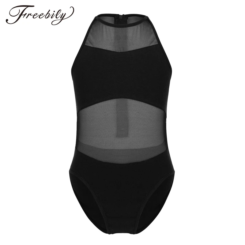 

Kids Girls Sleeveless Mesh Back Zipper Closure Professional Ballet Dance Leotard Children Gymnastics Leotard Jumpsuit