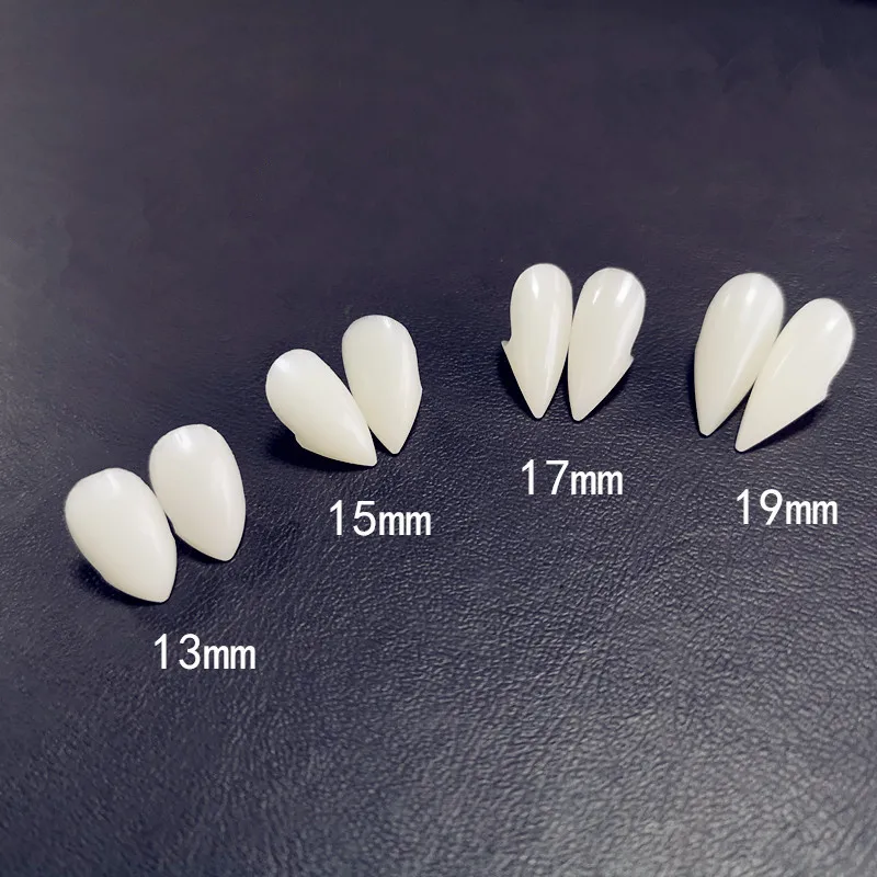 

2PCS 13/15/17mm Vampire Teeth Zombie Ghost Devil Dentures Fangs Canine Fake Tooth with Case Halloween Cosplay Prop Toy