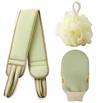 

3pcs Massage Bathroom Brush Bath Gloves Home Hotel Soft Towel Body Cleaning Back Scrubber Set Exfoliating Skin Shower Ball