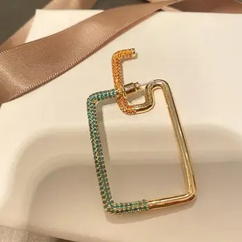 

Colorful rectangular geometric earrings single personality women colorful multi-circle holiday gift