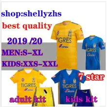 Детский комплект Tigres UANL, футболка для футбола, 19 20, Мексиканский клуб тигров, желтые звезды, GIGNAC Vargas SOSA, Детские футболки для футбола