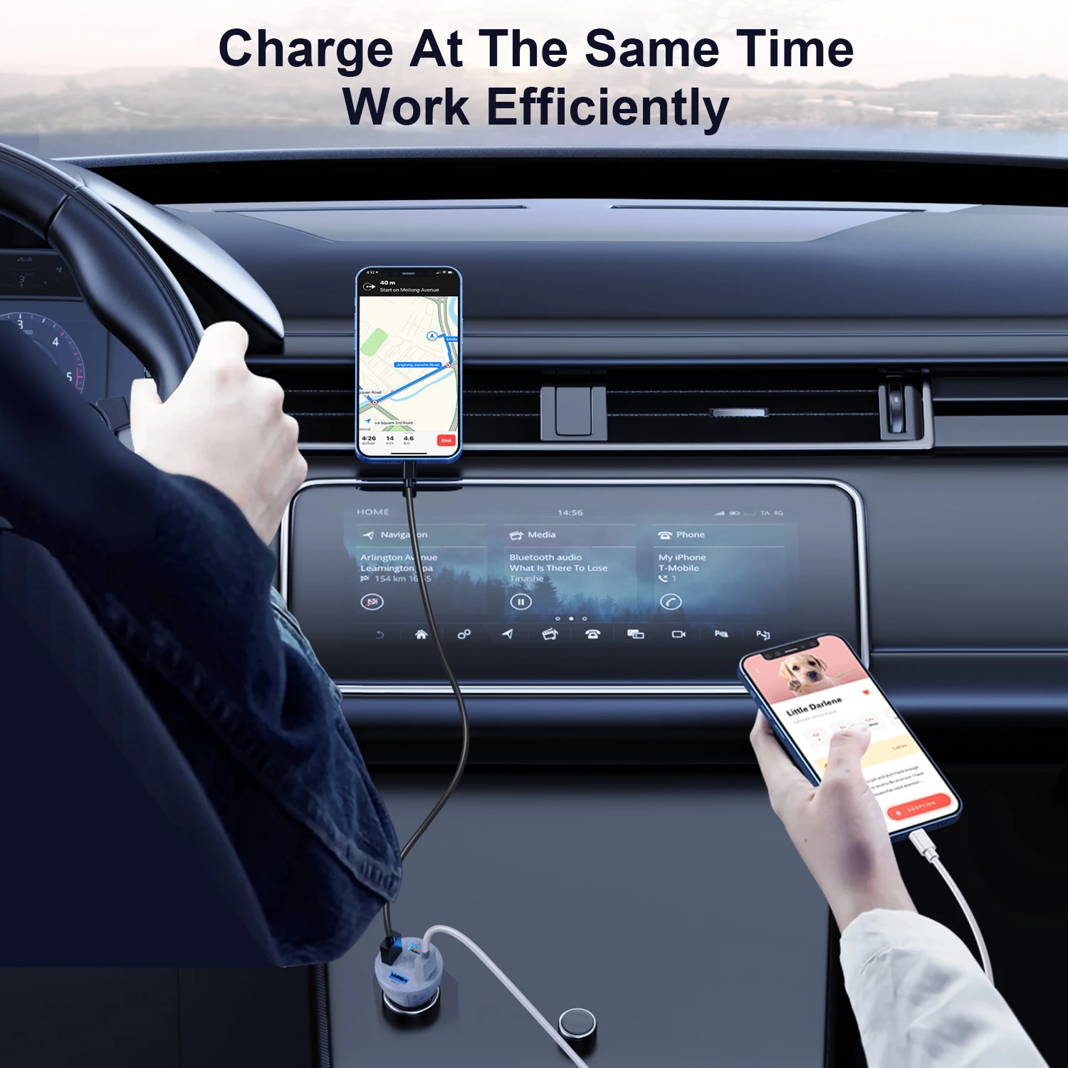 USLION 50W 4 Ports USB Car Charger QC 3.0 Fast Charging Mini Phone Charger in Auto For iPhone 14 13 Pro Max Xiaomi 12 POCO M5 phone charger car charger phone charger adapter car phone charger mini phone charger