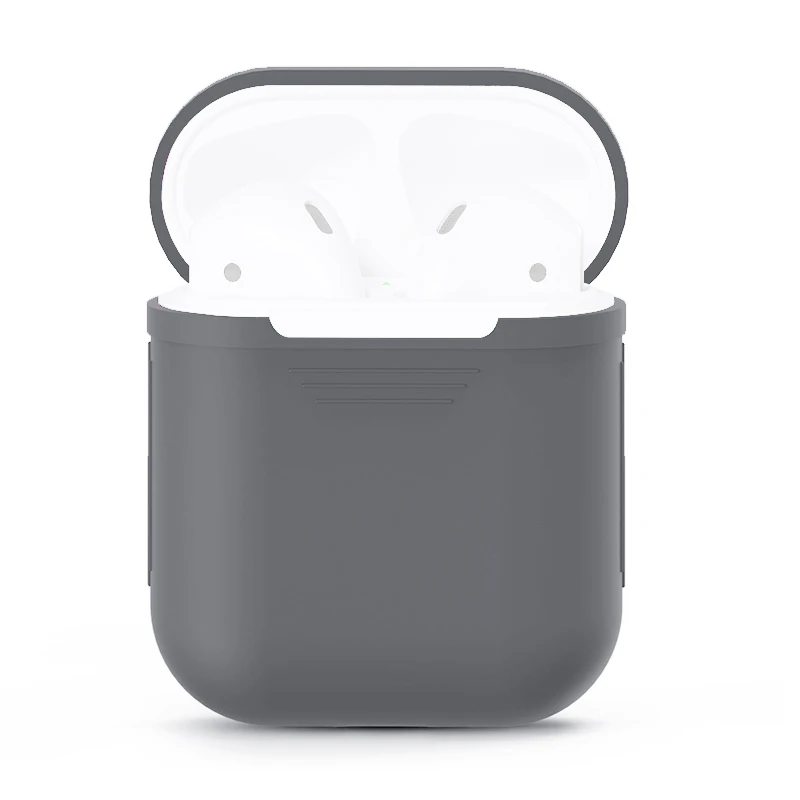 Мягкий силиконовый чехол, наушники для Apple Airpods, Bluetooth, беспроводные наушники, защитный чехол, коробка для Air Pods, вкладыши наушников, сумка - Цвет: Grey