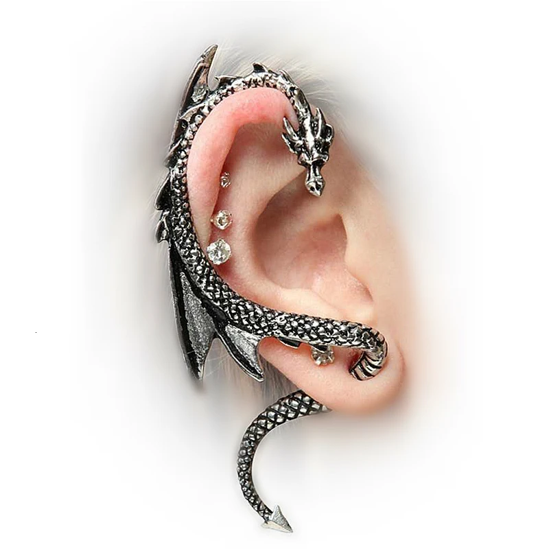 Pendientes Vintage Punk Rock Dragon para mujer y hombre, aretes con Clip, joyas de moda para perforar Orecchini, 1 Uds.