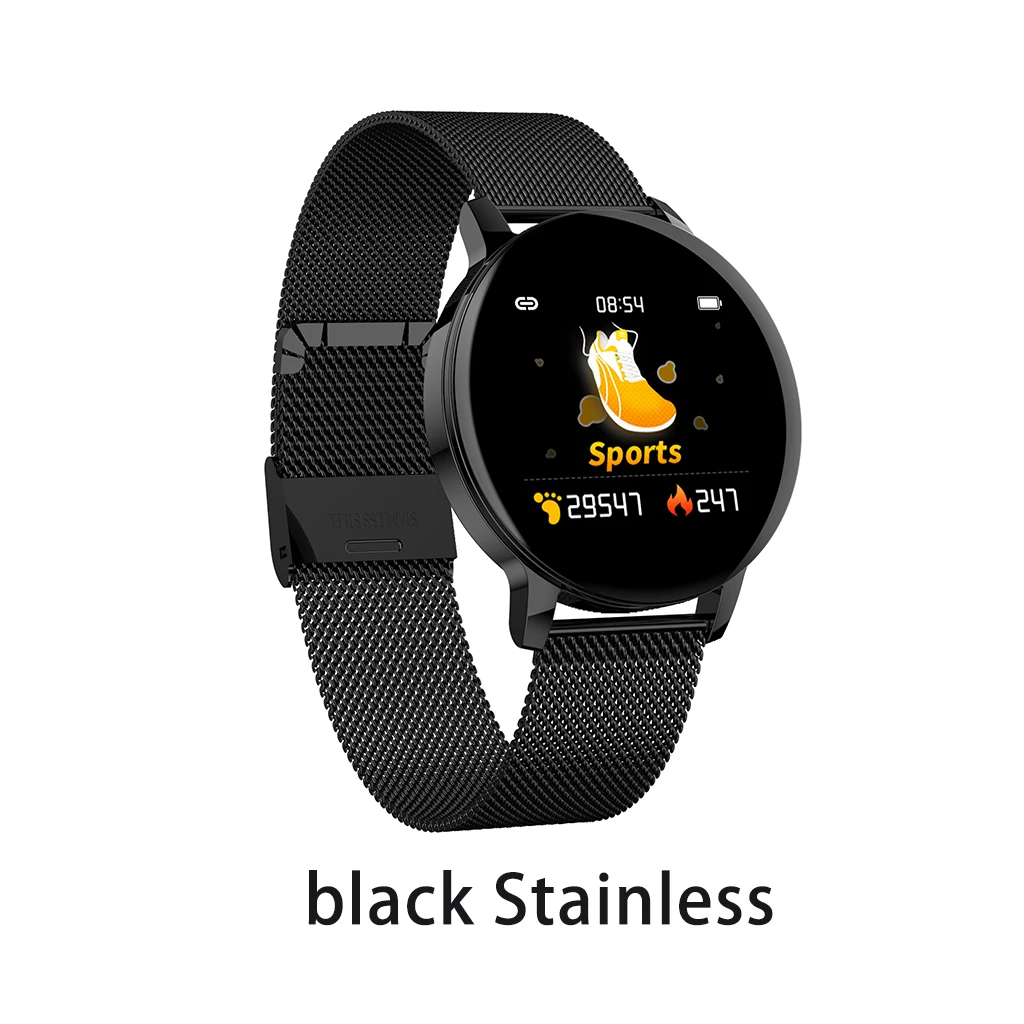 black Stainless Смарт-часы R5, Android, Bluetooth, Смарт-часы для мужчин и женщин, пульсометр, кровяное давление, фитнес-трекер, спортивный браслет VS Q8 Q9, умные часы - Цвет: black Stainless