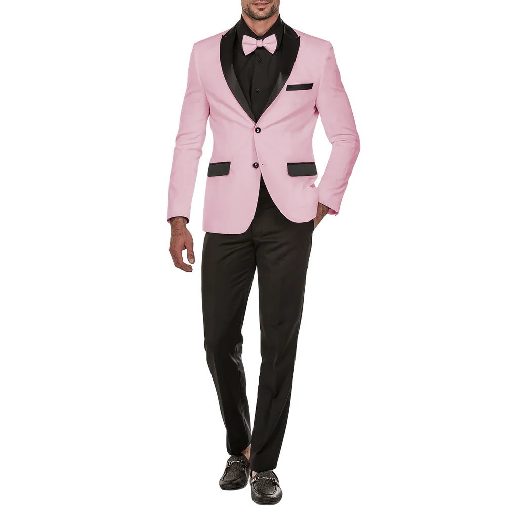 Light Pink Красивый очаровательный Свадебный Мужской костюм для жениха, комплект из 2 предметов, для званого ужина, выпускного вечера, джентльменское платье, смокинг, мужской костюм Emcee(Блейзер+ брюки - Цвет: Light Pink
